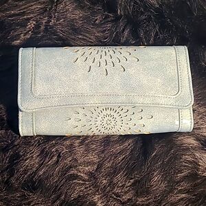 Light blue lazer cut design wallet